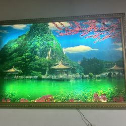 Illuminated Landscape Wall Art with light and Sound– Asian Garden Scene