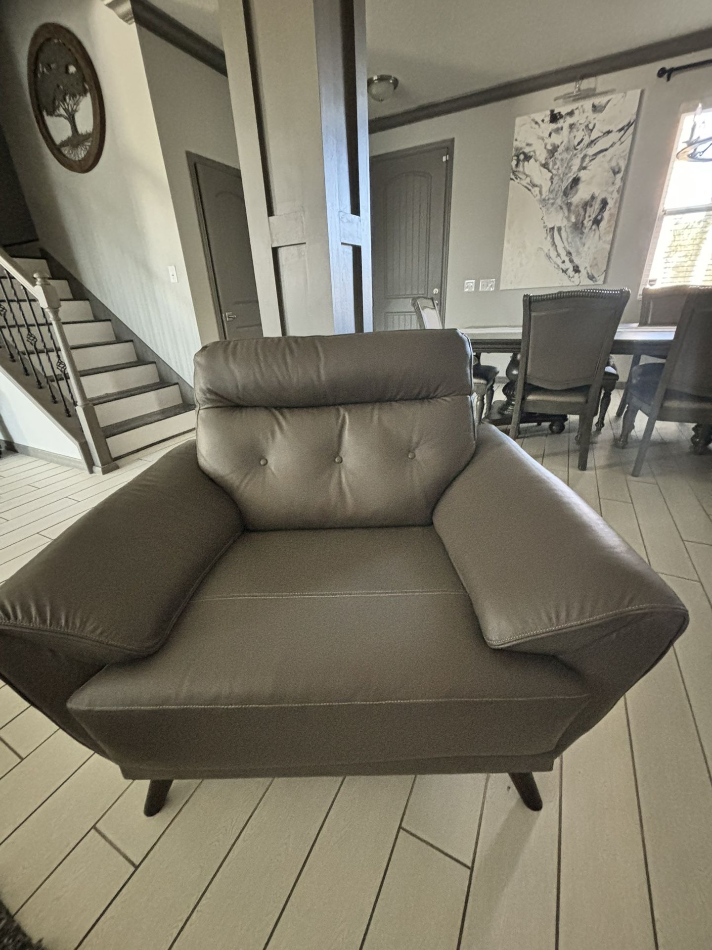 Grey Leather Ashley Furniture Oversized Chair