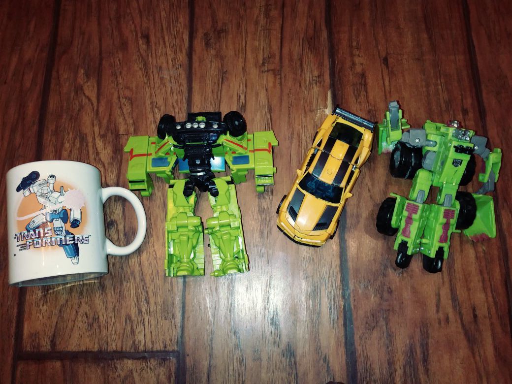 Transformers set of 3 and collectible mug