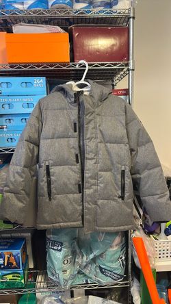 Gray Puffer Jacket with Hood