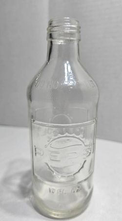 Vintage 1970s Pepsi Cola 10oz Clear Glass Bottle: Embossed