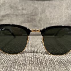 New Ray-Ban RB3016 Black/Gold Clubmaster 51MM Sunglasses