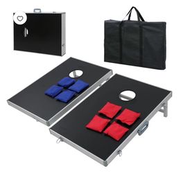 ZenSports 3FTx2FT Foldable Aluminum Cornhole Game Set Outdoor Bean Bag Toss W/Carry Case