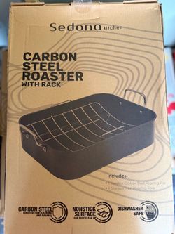Sedona Carbon Steal Roaster with Rack Black 17"