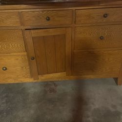 Solid Wood Dresser and Sculptured Mirror - Negotiable 