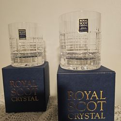 $55.00 - (2) ROYAL SCOT High Quality Crystal Whiskey Glassware - NEW IN BOX!