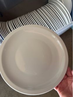 100 white ceramic plates