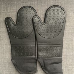 Silicone Black Oven Mitts - Heat Resistant Silicone, Flexible Oven Mittens
