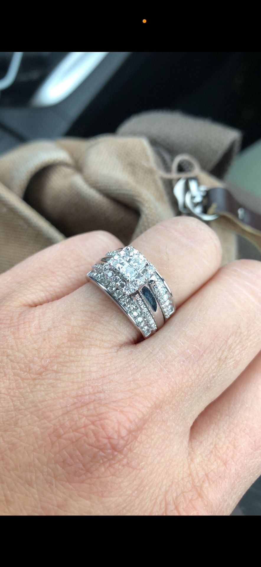 Princess Cut Halo Engagement Ring Set
