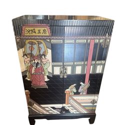 Vintage Chinese Coromandel Lacquer Bar Cabinet 