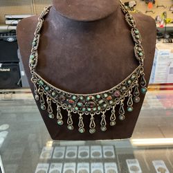 925 turquoise necklace I-2628