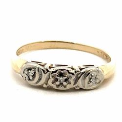 Woman’s Ladies 14k Two Toned White Yellow Gold Diamond Band Ring Size 6 GP3100269