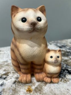 Mother Cat with Kitten Figurine Orange Tabby - not perfect, but still cute