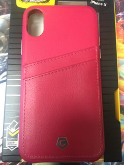 IPhone X Pink Leather Textured Back Cover Case