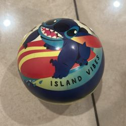 Blue And yellow ball that says vacay mode and island vibes with a funny character