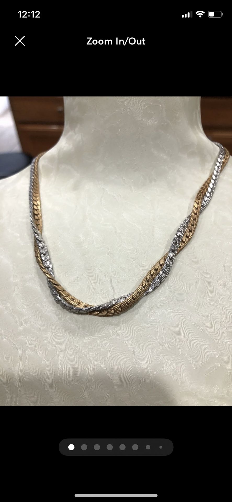 Vintage Signed Avon Two Tone Twisted/Braided 15” Chain Choker Necklace, New Never Been Used