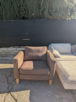 Brown Chair and L Shape Couch