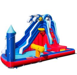 6 In 1 Kids Inflatable Water Park With Climbing Wall Splash Pool