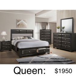 Gorgeous Queen size Complete Bedroom Set. Mattress Sold Separately 