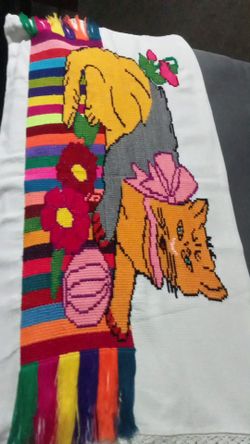 Rare Artisan Mexican Cross-Stitch Cat Pillowcases (Set of 2) 🐱🌸