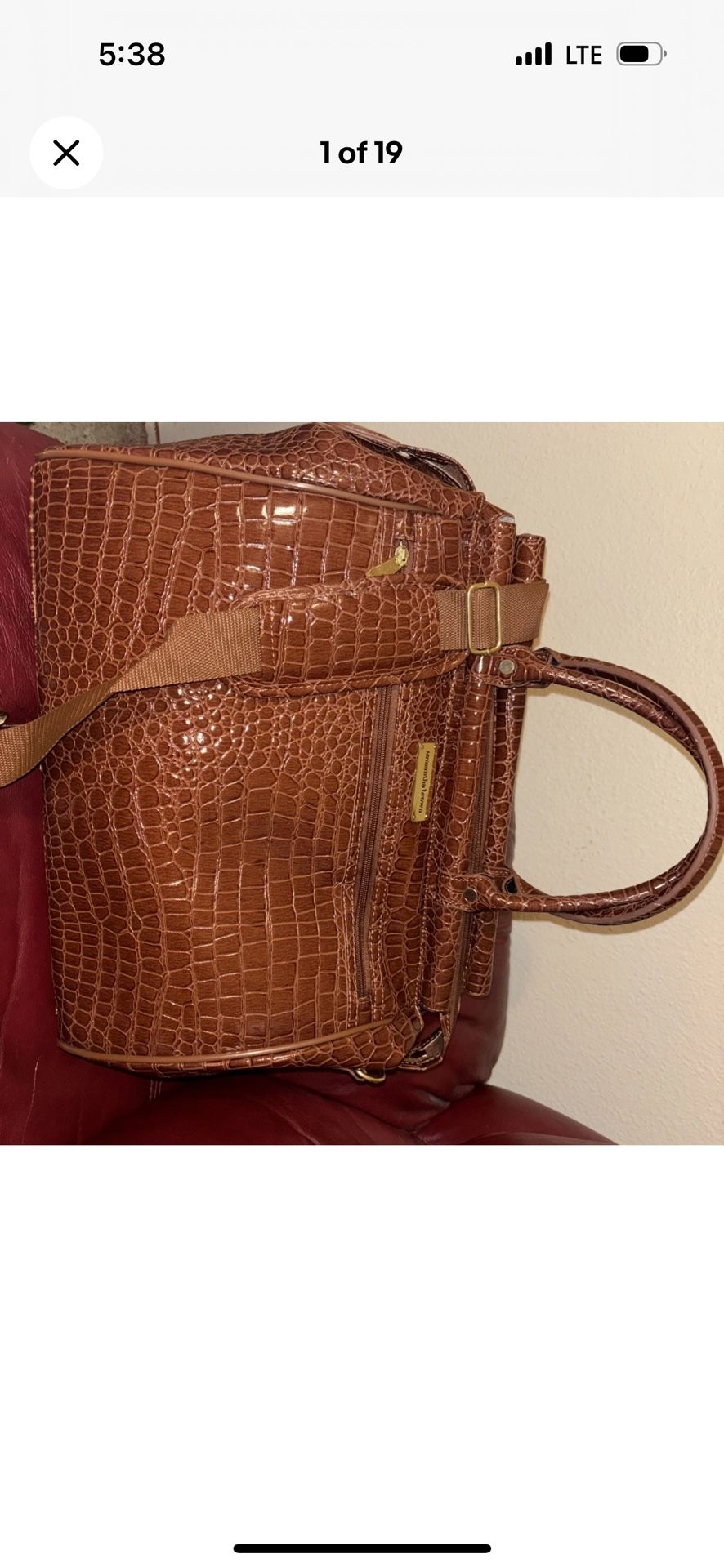 Samantha Brown Croco Carry-On Luggage Travel Dowel Bag