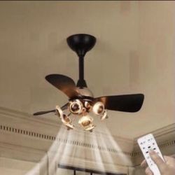 28 in. Smart Indoor Black Gold Acrylic Flower Low Profile Integrated LED Semi Flush Mount Ceiling Fan with Mute Remote