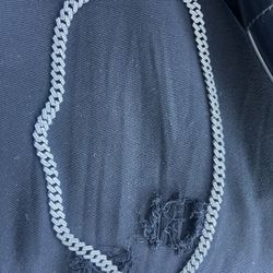 925 Cuban Link Chain With Cubic Zirconia Stones 