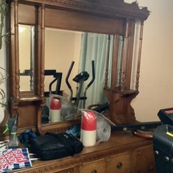 Huge Antique Buffet With Mirrors Velvet Lined Drawers Very Old 
