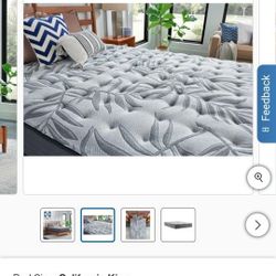 Cal King Mattress, Wood Platform Frame, Waterproof Cover, Sheet Set