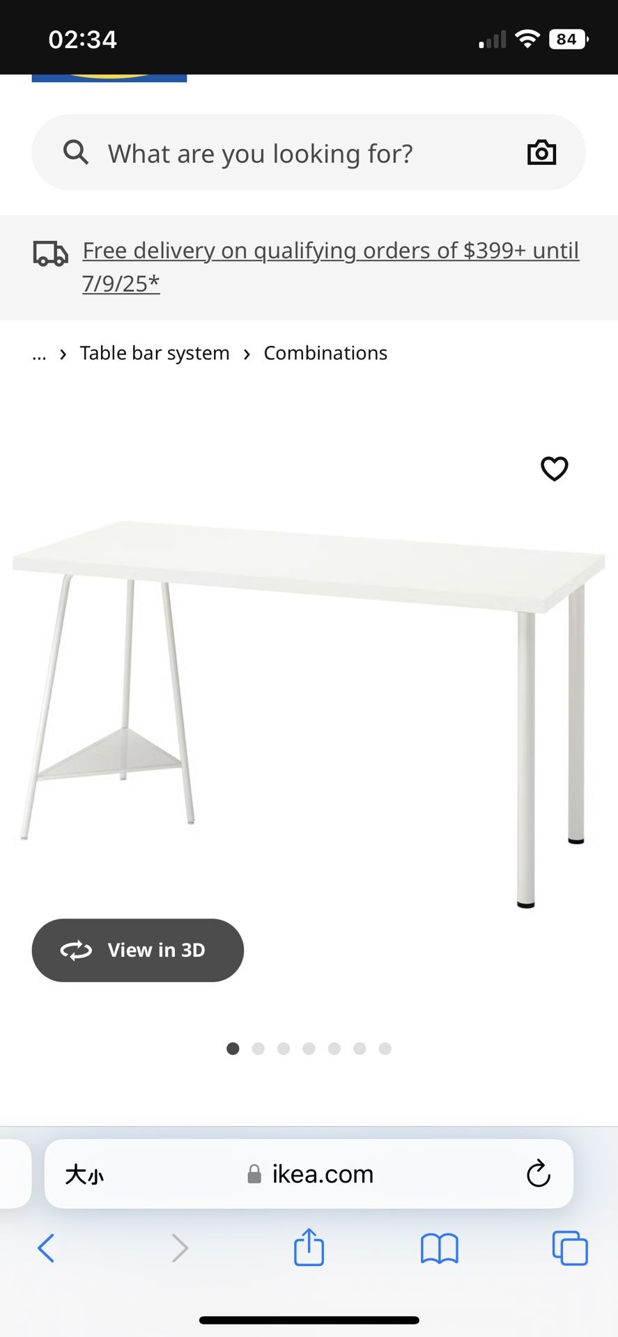 Desk White 120cm *60cm $35