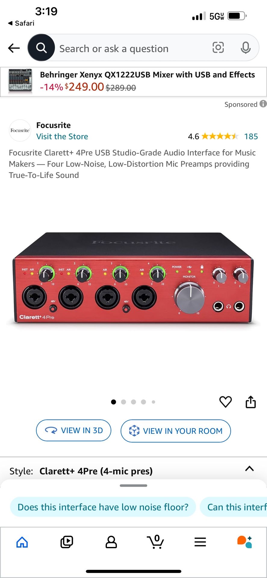 Focusrite Clarett+ 4Pre USB Audio Interface w/ (2) Seismic Audio cables & Headphones