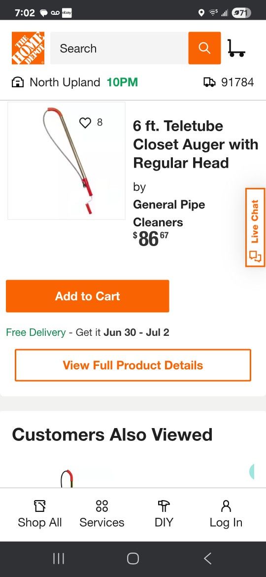 6ft closet auger snake drain cleaner