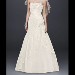 David’s Bridal A Line Beaded Wedding Dress