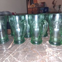 Vintage Green Libbey Glass Original Coca-Cola Glasses
