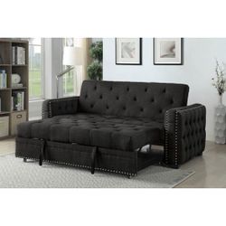 Dark Gray Futon Sofa With Pullout 