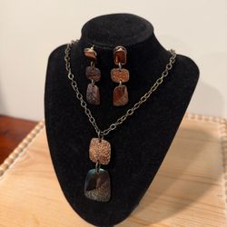 Dana Buchman Textured Mixed-Metal Pendant Necklace & Earring Set
