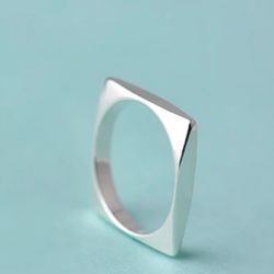 Square Ring 925 stamped Sterling Silver