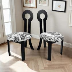 Linen Upholstered Solid Wooden Dining Chairs (Set of 2)