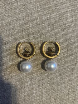Vivienne Westwood Pearl Drop Hoop Earrings