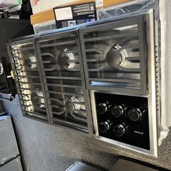 Stainless Steel Wolf 36” Gas Cooktop Stove Top 5 Burners