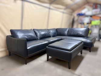 Macy’s Jollene Leather Sectional Sofa & Ottoman Set Delivery Available
