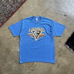Vintage 1998 Laughlin Spring Run Blue Graphic Biker T-shirt, Size XL
