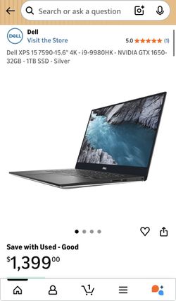 Dell XPS 15 7590-15.6" 4K - i9-9980HK - NVIDIA GTX 1650-32GB - 1TB SSD - Silver