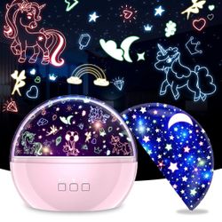 NEW IN BOX Unicorn Projector Night Light for Kids Pink Star Projector Bedroom Decor, 360 Degree & 16 Colors Mode 