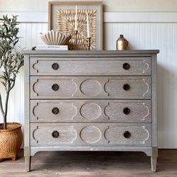 High End Small Dresser Playlist Chest Dovetail Joints Gray Distressed Brass