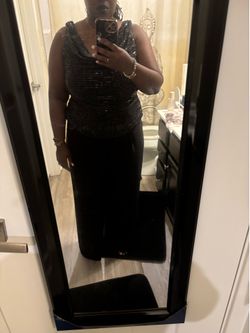 Elegant Black Sequin Wide-Leg Jumpsuit | Women’s Size:14