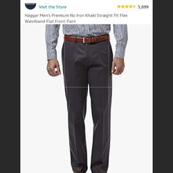Hagger Men's Flat Front Pants 36 W X 32L