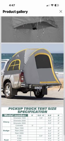 GoHimal Pickup Truck Bed Tent, 5.5-6.0FT Truck Tent for Camping(Gray) | Portable,Double Layer,Waterproof PU2000mm