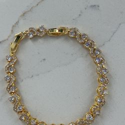 Gold White Bracelet Crystal Wrist Bracelet 