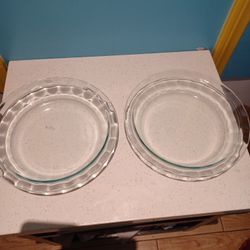 Vintage Pyrex 9.5 Inch Clear Glass Pie Pan Crimped Deep Dish Plate